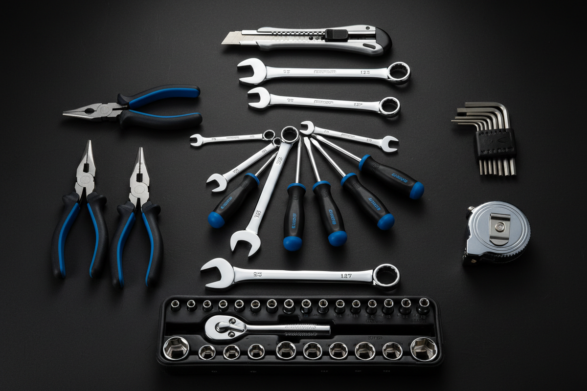 TOOLS WITH DARK BACKGROUND JUST HAND TOOLS NO HAMMERS OR ANYTHING LIKE THAT